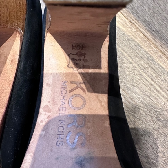 Kors Michael Kors Black Suede and Wood Heeds Size 10M - Picture 5 of 5